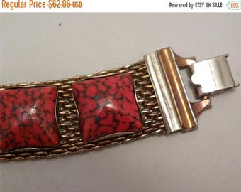 Now On Sale Vintage Red Glass Stone Bracelet Hollywood Regency 1950's Mid Century Mad Men Mod Retro Collectible Jewelry Martini Mermaid