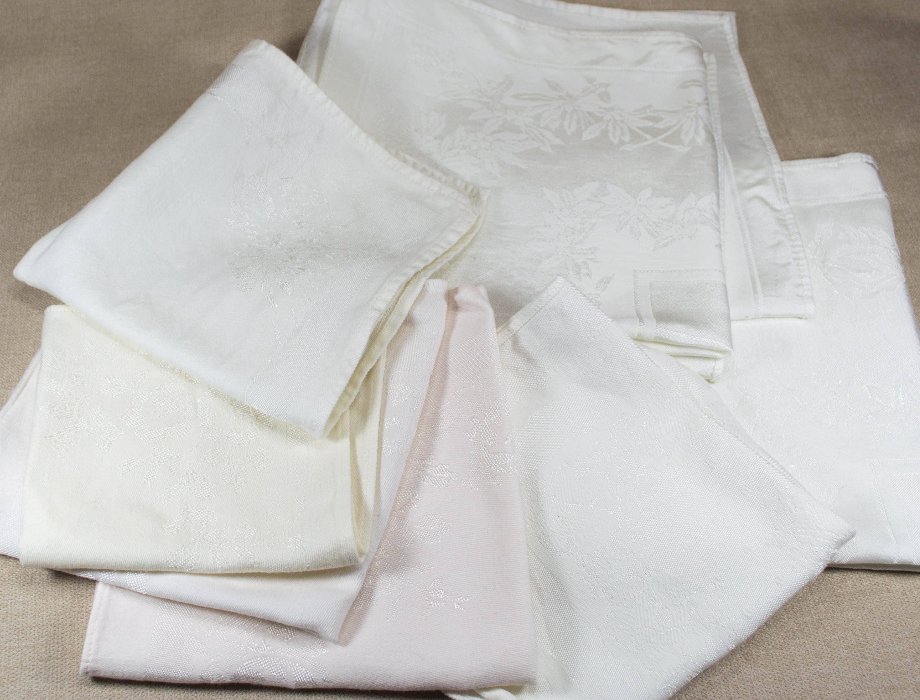 Lot of Damask Napkins for Upcycling Craft Projects, Mismatched White