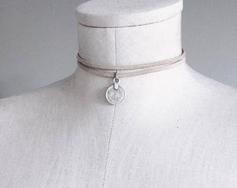 Leather choker, double leather choker, boho leather choker, double choker, choker for women, choker, double choker with coins, choker charm