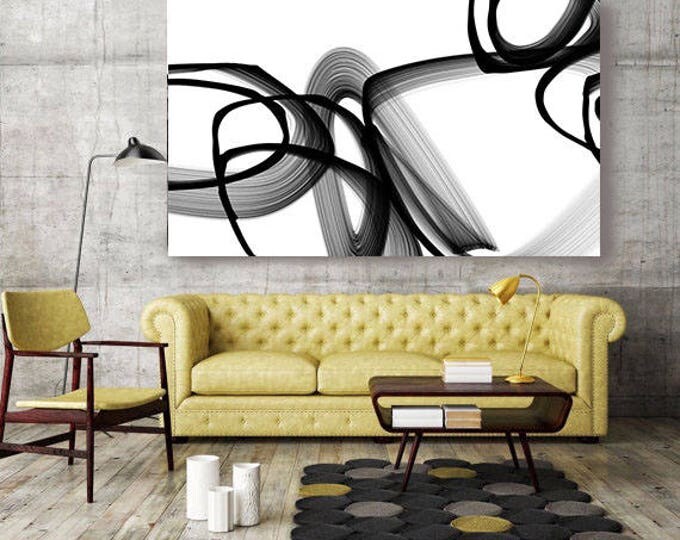 Abstract Expressionism in Black And White 35, Contemporary Abstract Canvas Art Print, Large BW Canvas Art Print up to 72" by Irena Orlov
