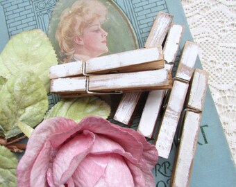 White Clothespins Distressed, Cottage Chic, Rustic Home Decor, Photo Clips, Wedding Decor, Organize, Nursery Decor, Boho Decor