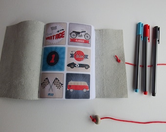 Vintage car motorbike Journal, VW Campervan, Leather Wrap Journal, Blank Book, Travel Journal, Leather Notebook, Gift for him