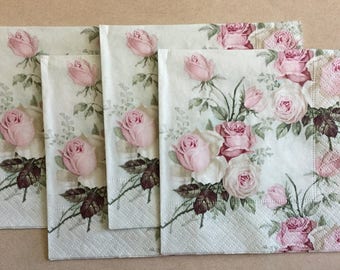 Decoupage Napkins- set of 4 - Cocktail Paper Napkins for Decoupage - Ephemera