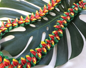 Heliconia flat ribbon lei