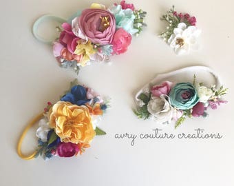 Flower Crown- baby girl headbands- girls headband- flower headbands- floral crown- flower crown- baby flower crown- newborn crown