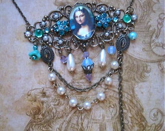 Large Glass and Bronze Glass Cabochon Pendants Blue Glass Dome Beads