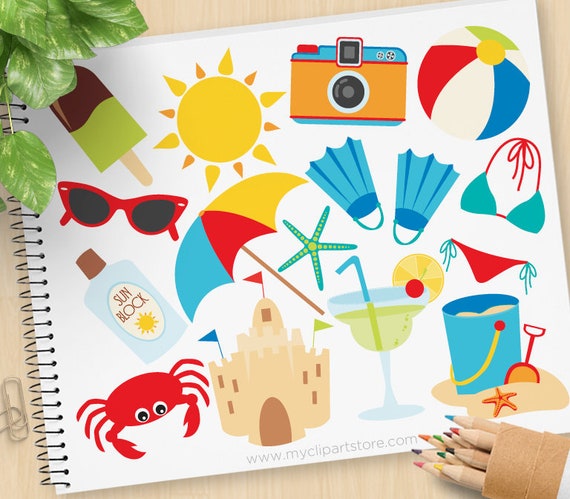 Summer Vacation Clipart Bikini Beach Ball Camera Sea Sand Crab Summer Vacation Clipart Bikini Beach Ball Camera Sea Sand Crab