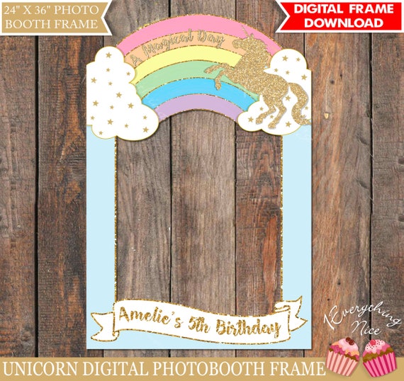 unicorn rainbow theme 24 x 36 happy birthday photo booth