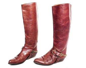 SALE Vintage Riding Boots / Equestrian boots / Harring Design / Brown Leather Boots / Riding Boots Size 36 / Woman Boots / Brown Boots /