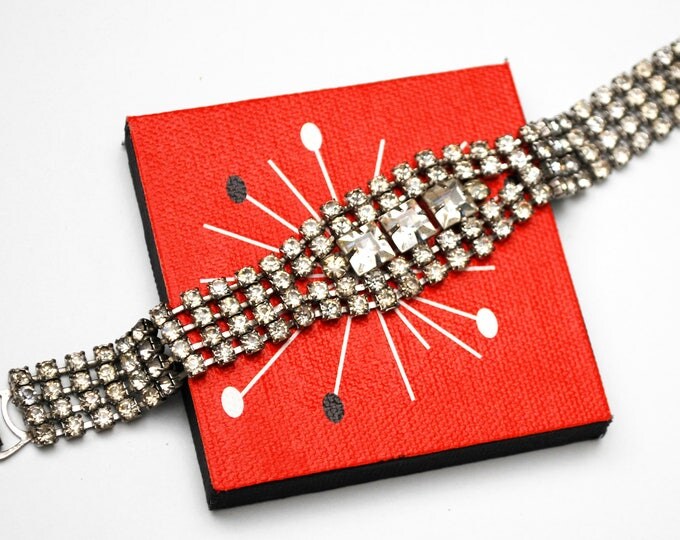 Rhinestone Bracelet - Clear Rhinestone - Bling glitz hollywood glamour - Crystal Tennis Bracelet