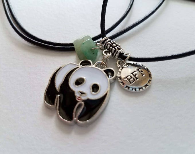 Panda Jade Charm Best Friends Necklace or Zipper charm Best Friend jewelry Panda Bear Charm handmade best friends gifts