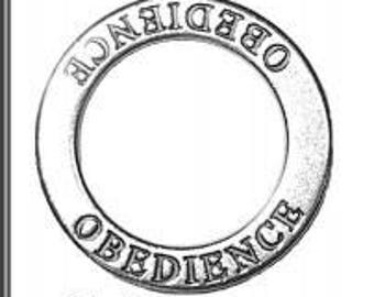 Sterling Silver OBEDIENCE Charm, Obedience Affirmation Ring Necklace Charm, Obedience Necklace - BDSM Submissive Jewelry