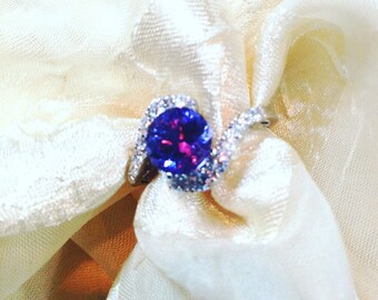 Alexandrite Ring or Engagement Ring JUNE BIRTHSTONE Full Color Shift Purple to Blue Gorgeous Gift Handmade by NorthCoastCottage Jewelry