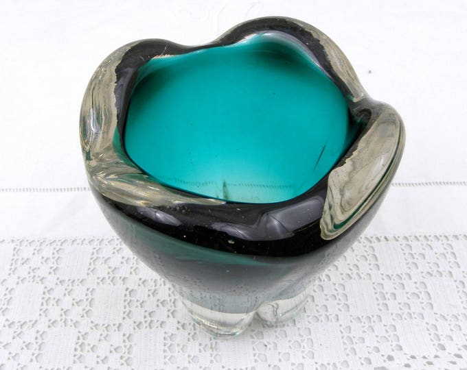 Vintage Whitefriars / Powell Glass Molar Vase No 9411 Designed by William Wilson, Mid Century Green Glass Encased Vase.