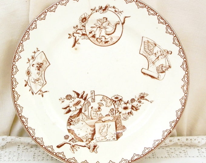 Antique French Ironware / Terre de Fer Cake Stand by Clairefontaine 1880 Japanned Pattern, Footed Serving Plate, Fruit Bowl, Tazza, Comport