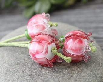 Handmade Lampwork Beads, glass beads, Lampwork Glass Beads flower, Floral Lampwork beads, Lampwork Flower Beads, Lampwork beads SRA