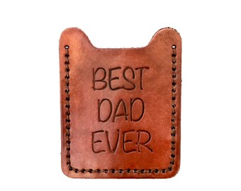 Best Dad Ever Mens Wallet - Money Clip Wallet - Gift for dad - Leather money clip card case - Wedding gift - Father of the Bride or Groom
