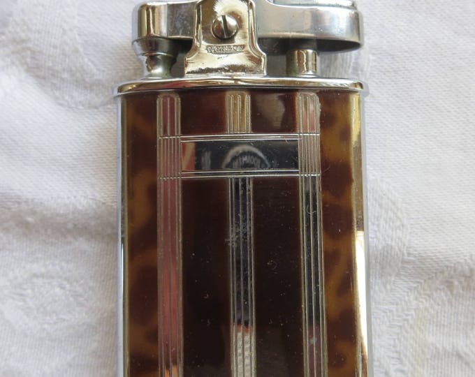 Vintage Ronson Lighter, Tortoise Banker Lighter, Tobacciana Collectible, Original Box and Pamphlet