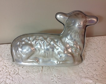Vintage Aluminum Lamb Mold Sheep Mold Lamb Cake Mold 2 Piece