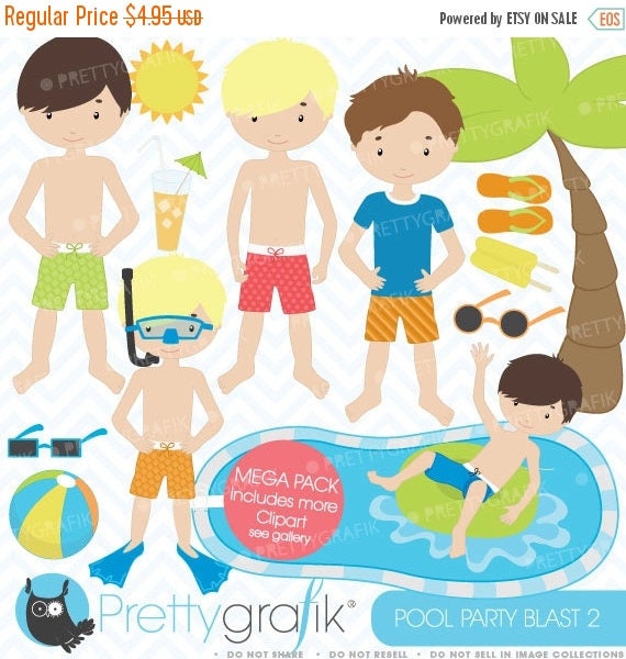 80% OFF SALE pool party clipart commercial use, vector graphics, digital clip art, digital images - CL453 Il_570xn