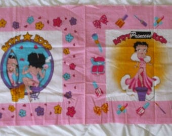 Vintage Betty Boop Sew Panel Pillow Cotton Pink 17" x 42"