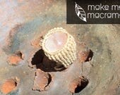 Macrame ring, Rose quartz, gift for her, Free Worldwide Shipping