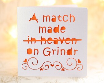 Gay wedding card, gay marriage card, funny gay wedding, grindr marriage card, love match card ,grindr love card, queer wedding card