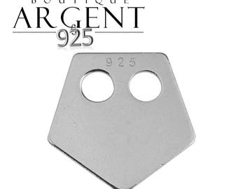 Geometric 11.7 mm sterling silver charm shaped Pentagon with two holes