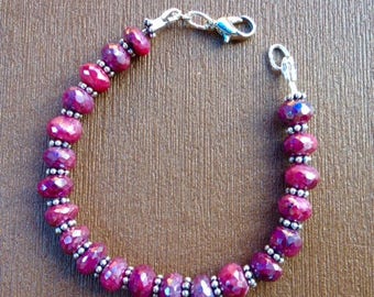 Ruby Bracelet - Ruby Jewelry - Raw Ruby - Red Jewelry - Gemstone Bracelet - Beaded Bracelet - Xmas Gift - Valentines Gift - Mystic Rubies