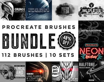 Procreate Brushes bundle - 112 brushes - For the iPad app Procreate - Digital brushes - Digital art resources
