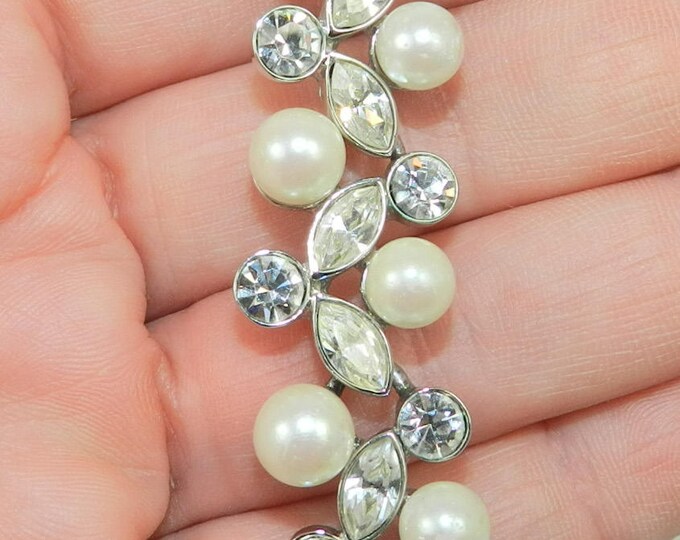 Vintage CRYSTAL Pearl Necklace, Bridal Ball Prom Necklace, Fashion Jewelry Jewellery, Statement Runway Necklace, Ladies Accessories