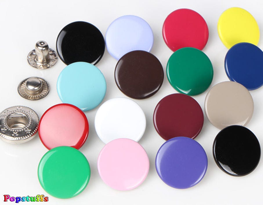 15mm Snap Button in 4 pcs 15 Colors Metal Plated Button Pack