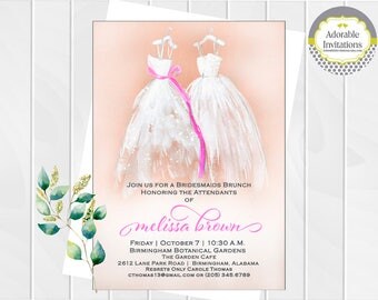 Bridesmaids Luncheon Invitation | Wedding Dress Bridal Shower Invitation | Watercolor Wedding Dress | Wedding Shower | Printable