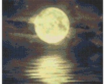 Moon cross stitch | Etsy