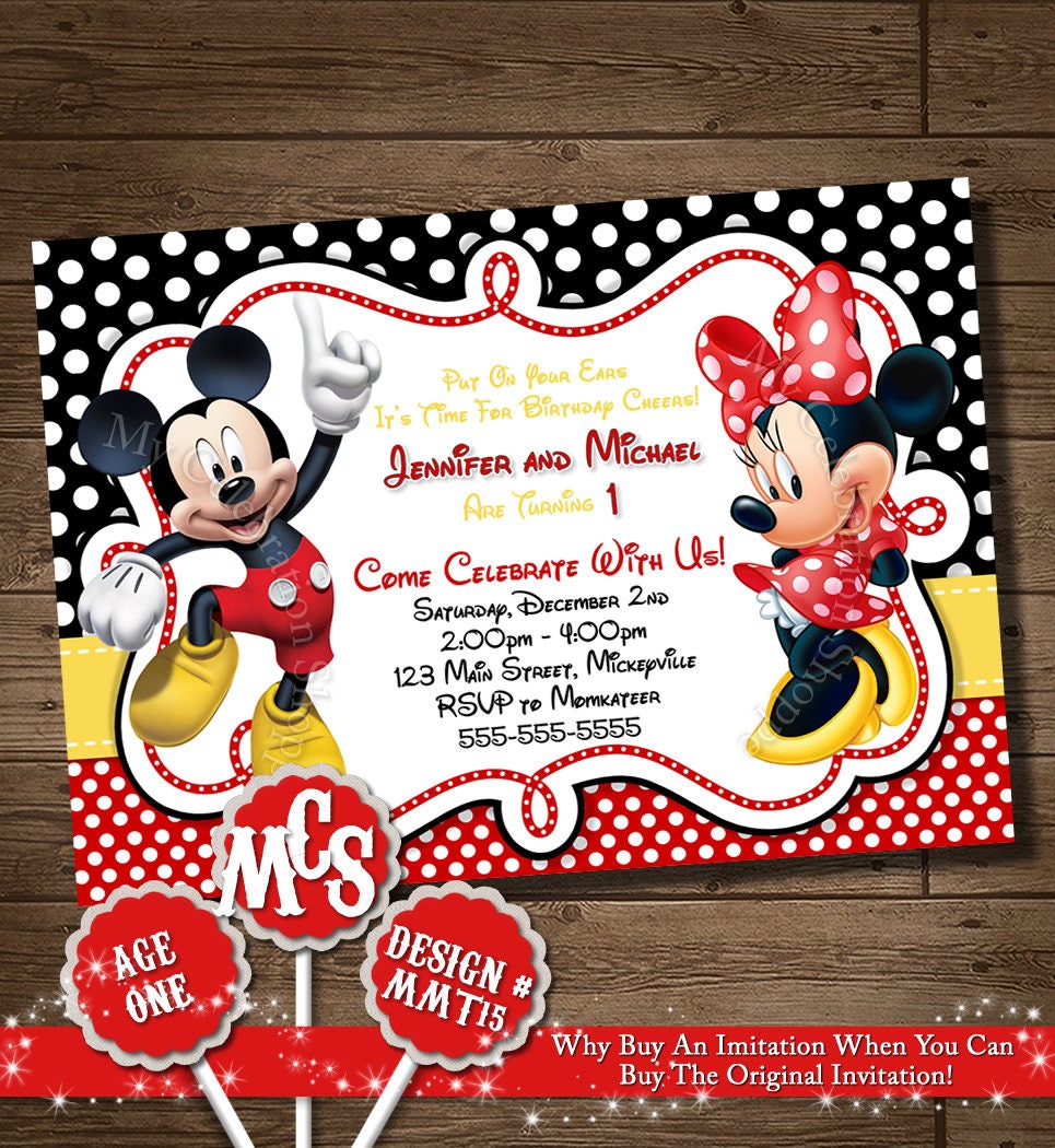 Mickey and Minnie Mickey Mouse Minnie Mouse Invitation