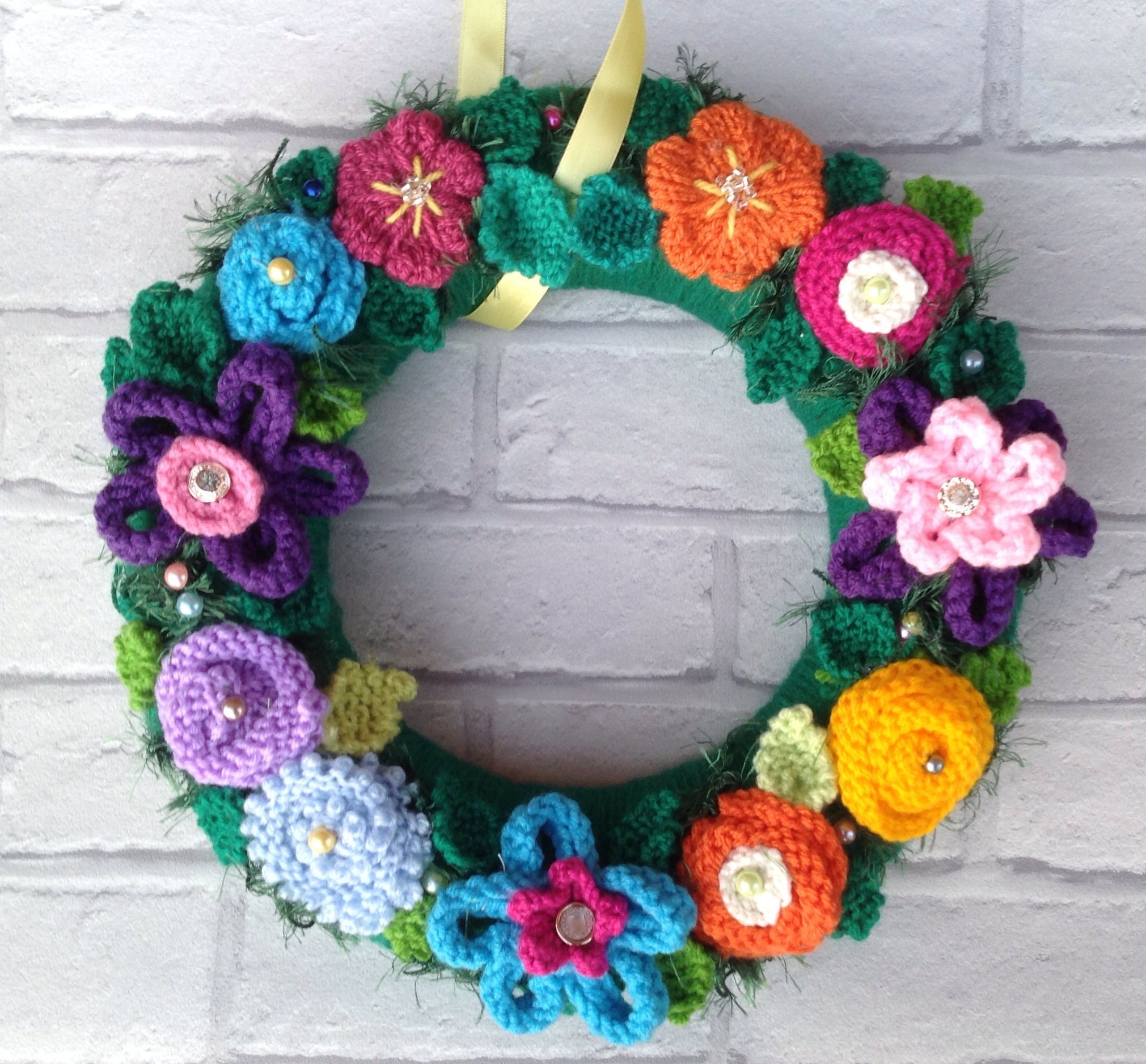 Wreath Summer flowers household decoration knitted