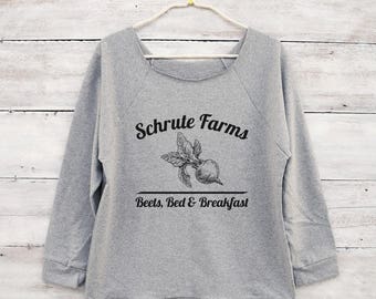 Schrute Farms tshirt hipster shirt women gifts funny shirt off shoulder women tshirt raglan sweatshirt 3/4 sleeve shirt gifts ladies tshirt
