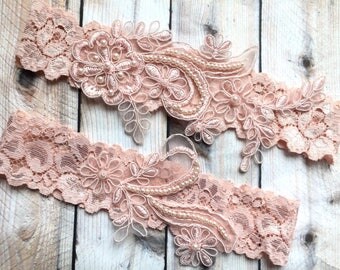 Wedding garter blush, blush garter set, blush lace garter, blush bridal garter, lace garter set blush, blush garter belt, lace garter belt
