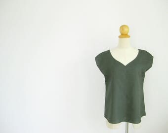 Linen Tunic Top, Linen Blouse, Casual Summer Clothing, Women Blouse, Tunic Shirt, Dark Grey