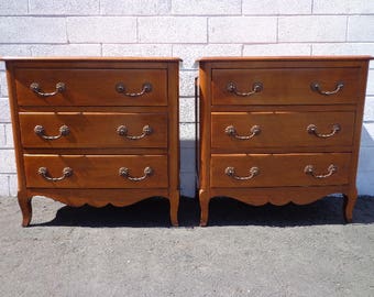 2 Dresser Pair of Nightstands Country French Provincial Bachelor Chest Boho Chic Bedside Furniture Bedroom Chest Storage CUSTOM PAINT AVAIL