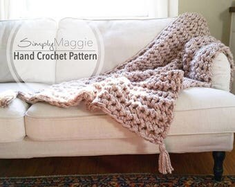 Crochet Blanket Pattern// Beginner's Pattern// Chunky Throw // Crochet blanket // Crochet throw // 53"x46" // simply maggie