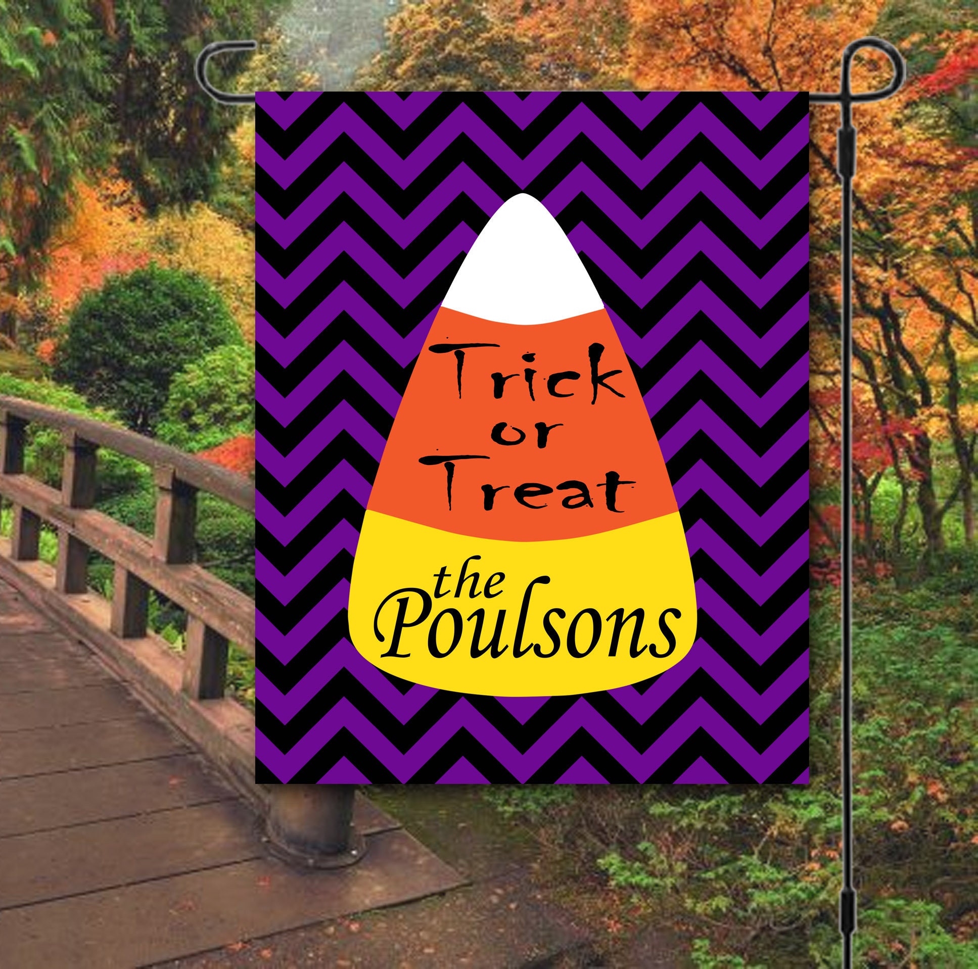 Custom Garden Flag. Custom Halloween Garden Flag. Monogram