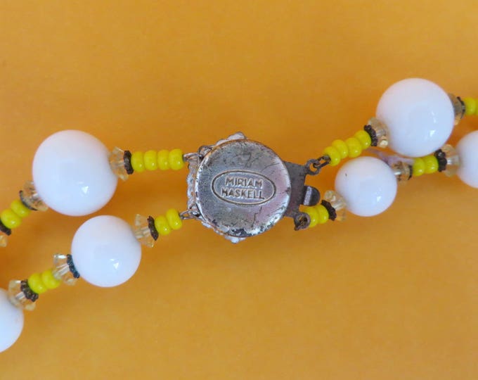Miriam Haskell Necklace, Vintage Crystal, Milk Glass, Double Strand Necklace Signed Designer Jewelry, Gift Idea, Gift Boxed Miriam Haskell Necklace, Vintage Crystal, Milk Glass, Double Strand Necklace Signed Designer Jewelry, Gift Idea, Gift Boxed