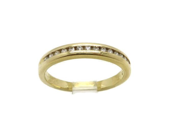 Diamond Wedding Band, 14K Yellow Gold Ring, Vintage Channel Set 0.15 Carat, Anniversary Band, Size 8