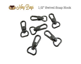 Set of 6 // 1/2" Swivel Snap Hook, Strap Hook, Swivel Clasp Hook for Bags, Purses, Clutches (Gunmetal Finish)