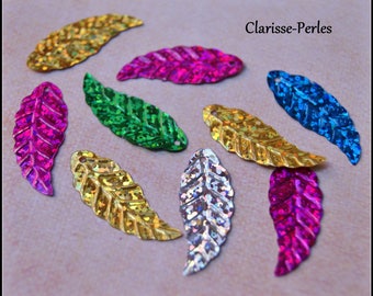 30 glitter sequin metal fan sachet multicolored 11x20mm