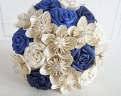Paper Flower Wedding Origami Rose Bouquet Harry Potter Blue Rose book and Brooch Bouquet theme wedding alternative