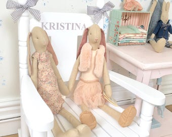 Child's Personalised Rocking Chair with Grey Ribbon