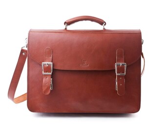 Handmade Leather Briefcase Marlborough Tan