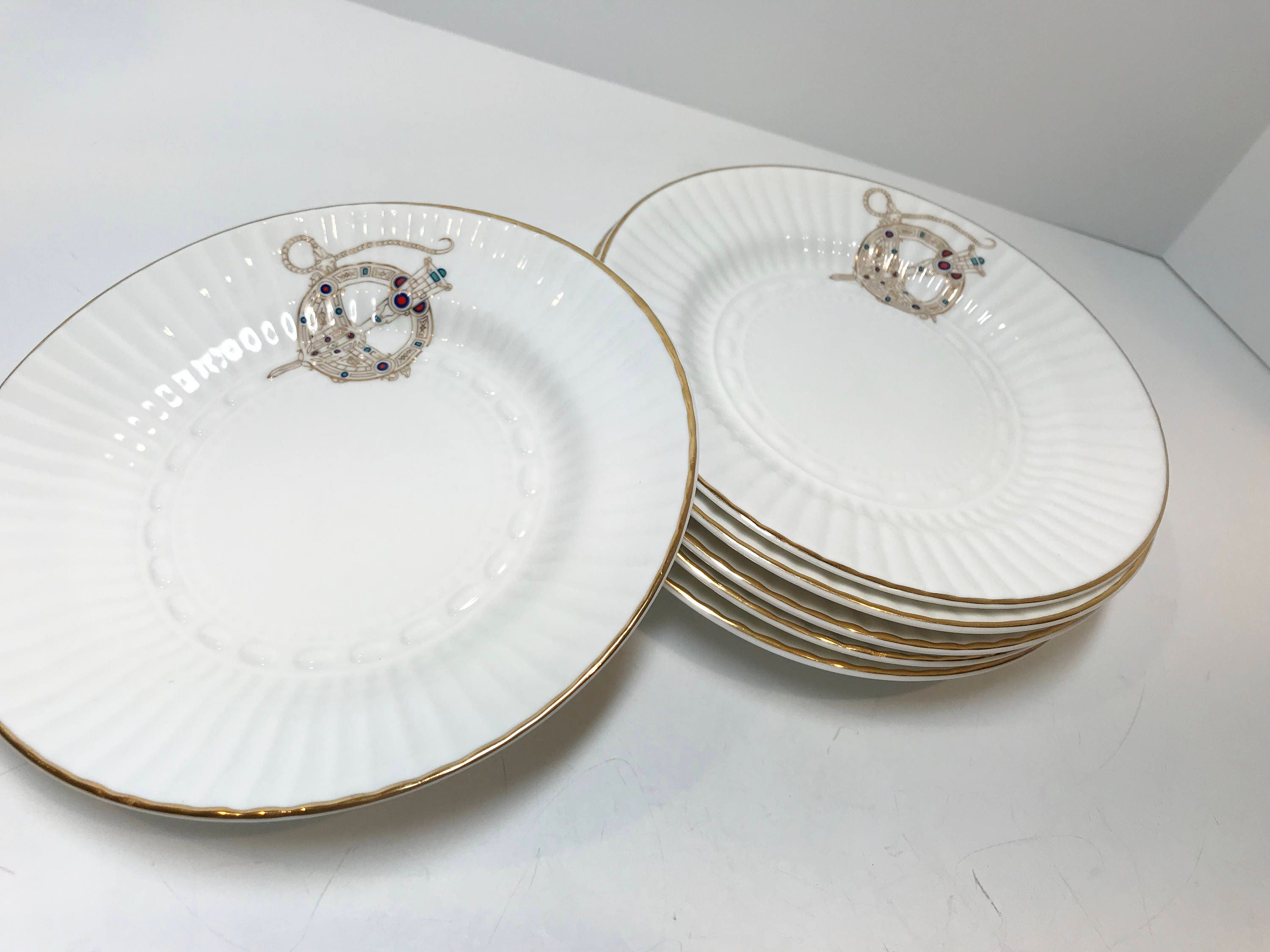 Royal Tara, Set of 6 Plates, Tara Brooch Pattern, Irish Plates, Ireland Plates, Bone China